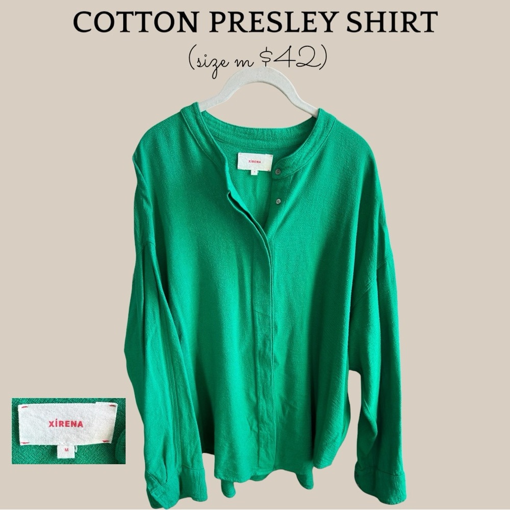 XiRENA Emerald Green Cotton Presley Shirt